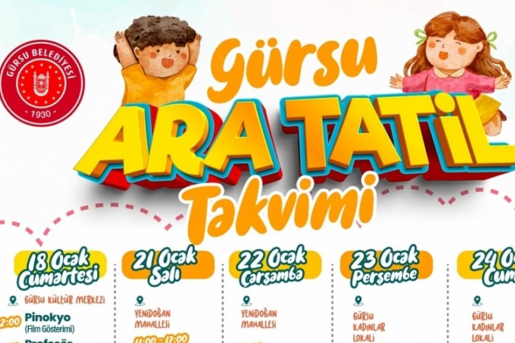 Gürsu Belediyesi ara tatile özel
