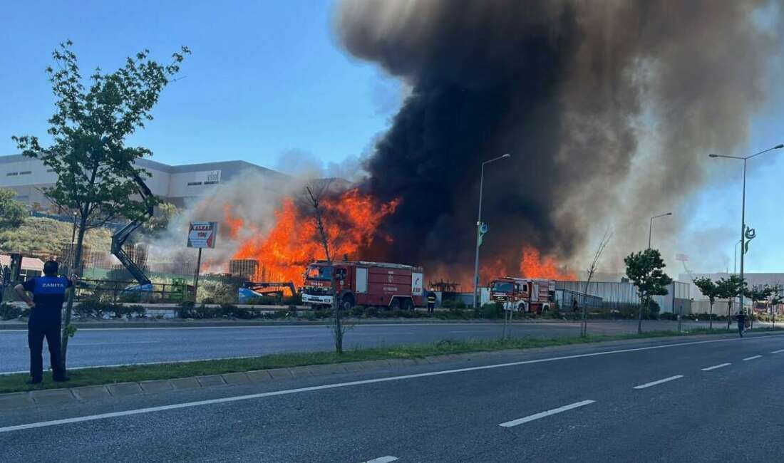 Kocaeli’de Palet fabrikası alev alev yanıyor Kocaeli'nin Çayırova ilçesinde palet