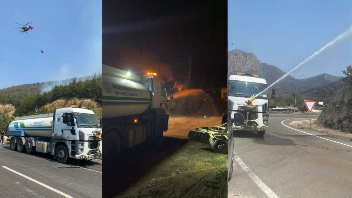İnegöl Belediyesi’nden Yangın Bölgesindeki Söndürme Çalışmalarına Destek