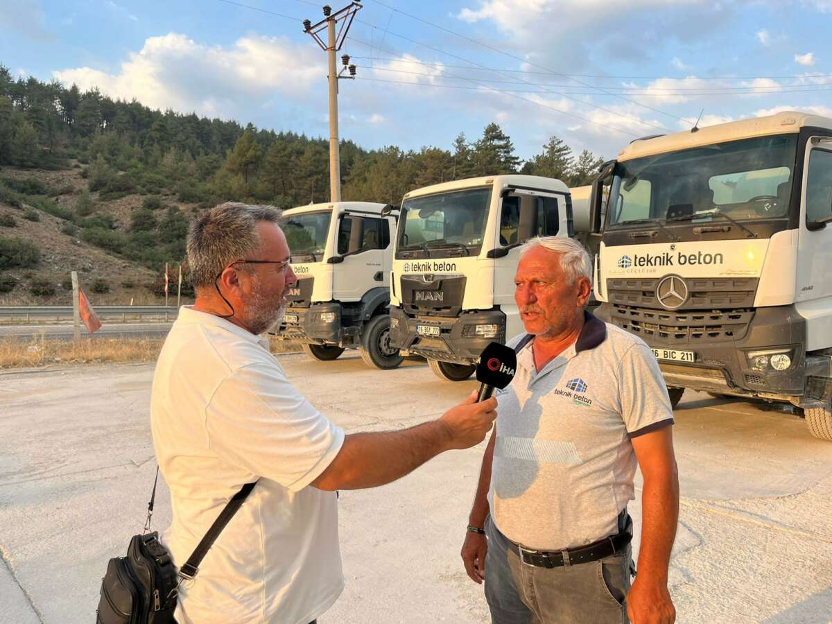Harmancık’taki orman yangınına beton pompasıyla müdahale eden Ali Yalçın o anları anlattı