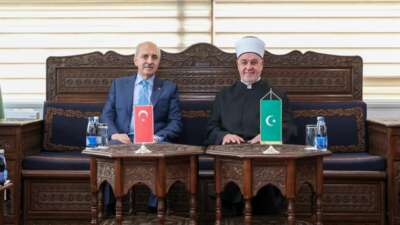 TBMM Başkanı Kurtulmuş, Bosna Hersek İslam Birliği Başkanı Kavazoviç ile bir araya geldi