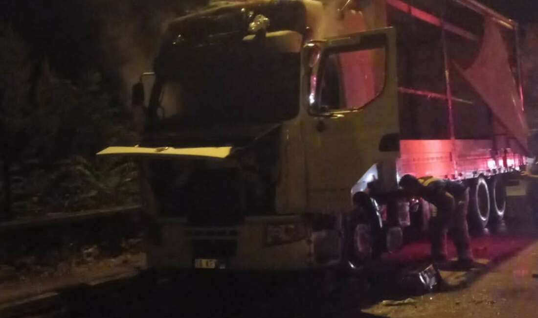 Bursa’da park halindeki tır alev alev yandı Bursa'nın İnegöl ilçesinde park