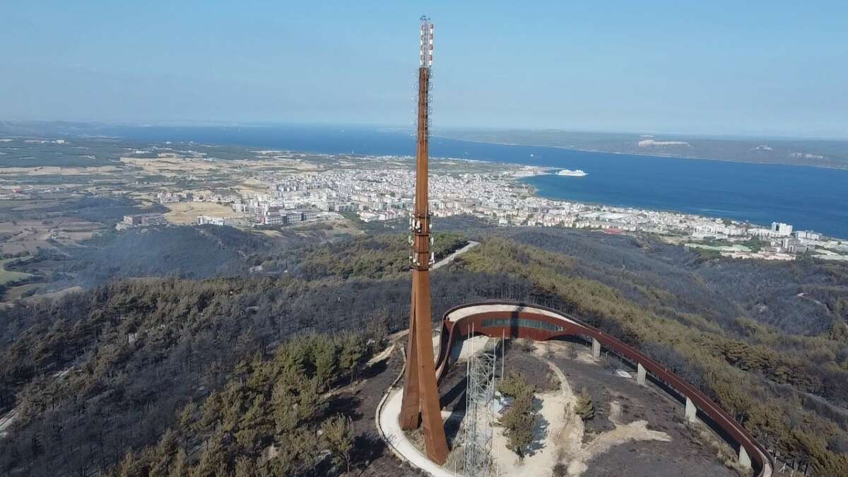 Çanakkale’de yaşanan orman yangınında yanan yerler dron ile görüntülendi
