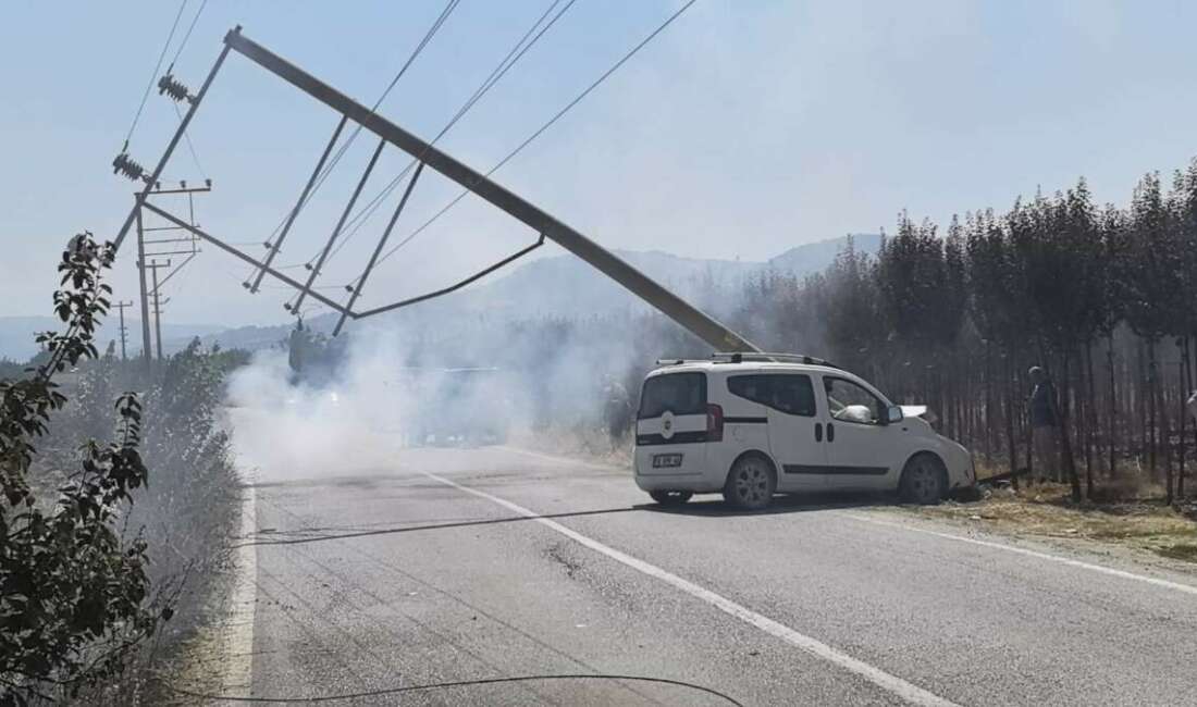 Kontrolden çıkan kamyonet elektrik direğini yerle bir etti Bursa'nın İnegöl ilçesinde meydana