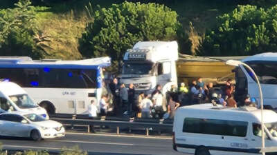 TEM Otoyolu Halkalı mevkiinde hafriyat