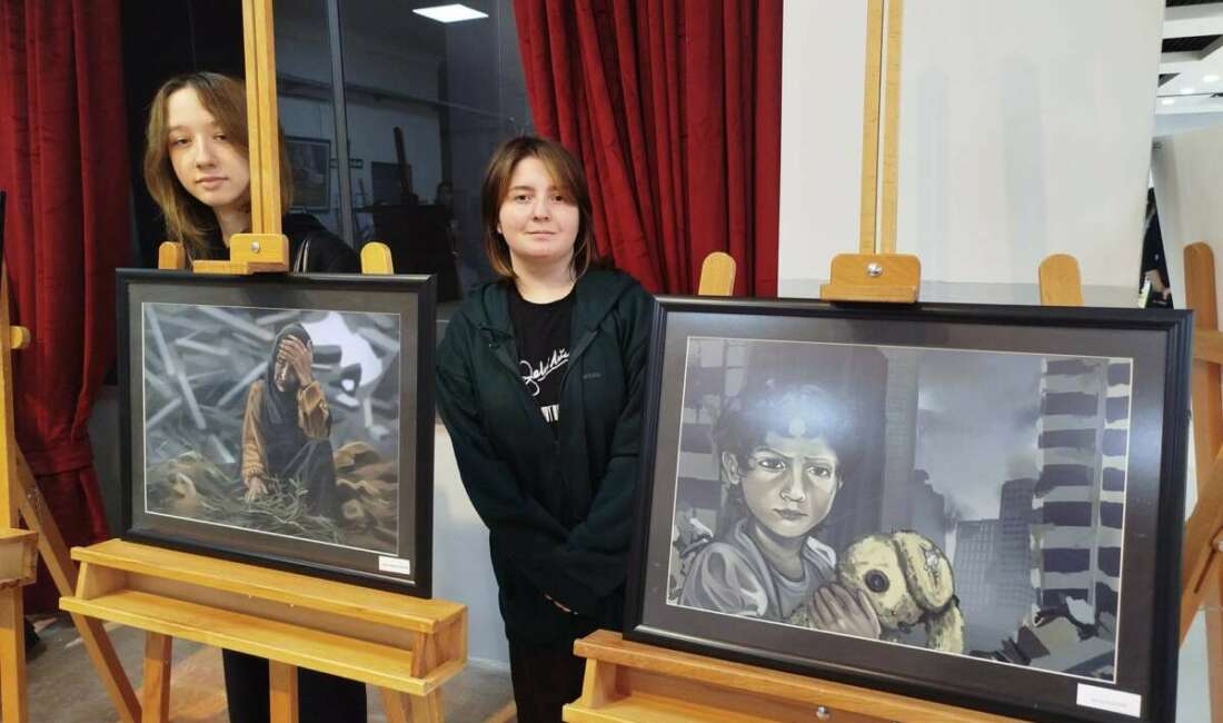 Genç ressamlar Gazzeli çocukların acısını resmetti Bursa Zeki Müren Güzel Sanatlar