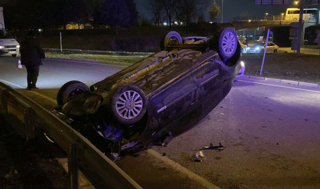 Kontrolden çıkan otomobil takla attı Bursa'nın İnegöl ilçesinde meydana