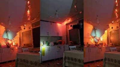  Bursa'nın Osmangazi ilçesinde çıkan yangında,