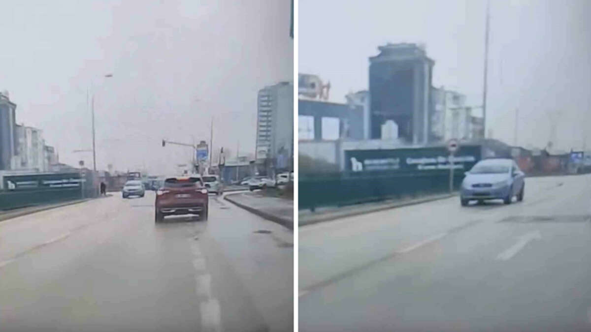 Bursa’da ters yöne giren otomobil paniğe neden oldu