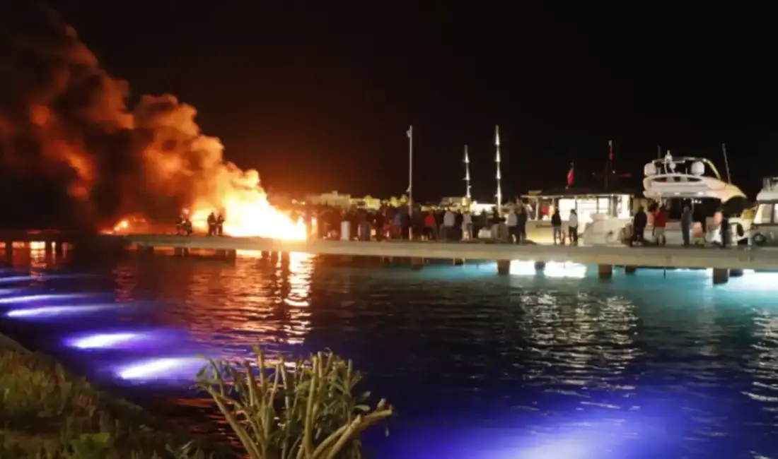 Muğla'nın Bodrum ilçesinde marinada