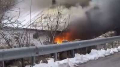 Bursa'da bağ evinde çıkan yangın,