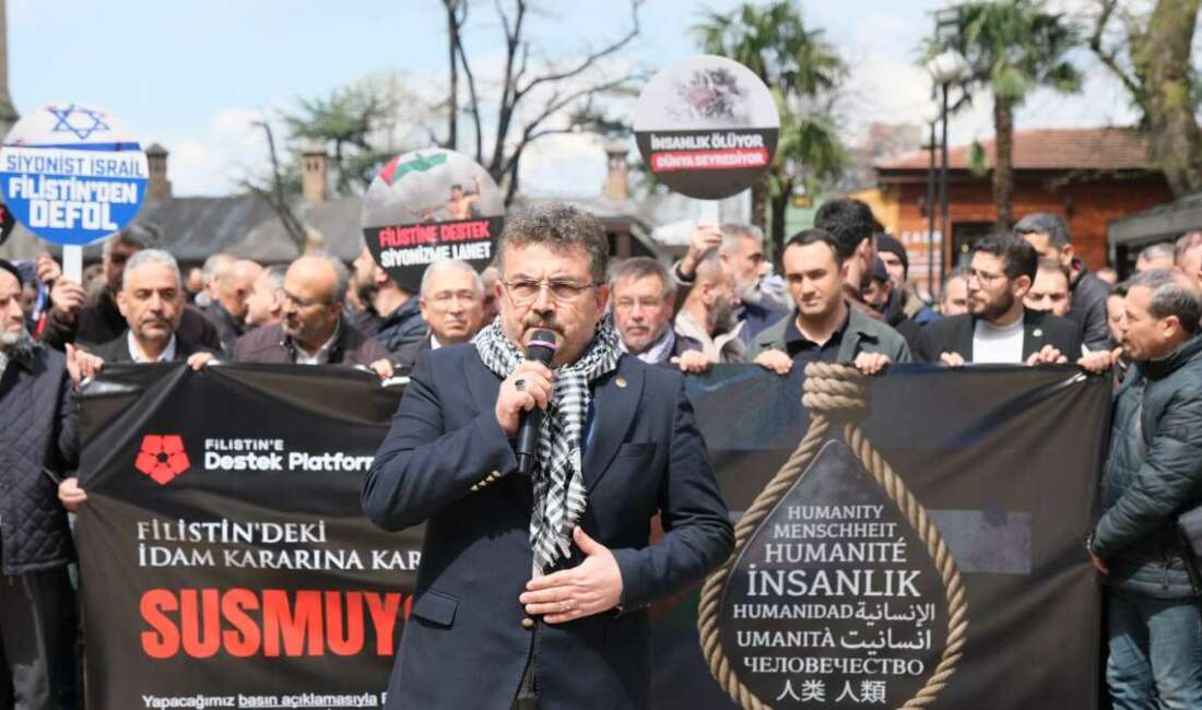 Bursa’dan Filistin’e destek: “Bu esarete boyun eğmeyeceğiz” Bursa’da düzenlenen basın açıklamasında,