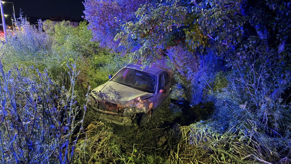 Bursa’da otomobil tarlaya uçtu Bursa'nın İznik ilçesinde