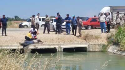 Bursa'nın Mustafakemalpaşa ilçesinde sulama kanalında