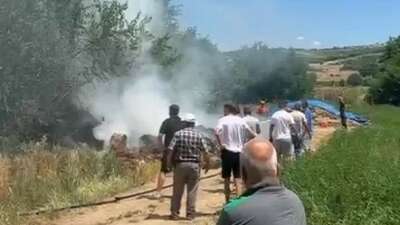 Bursa'nın İnegöl ilçesinde çıkan anız