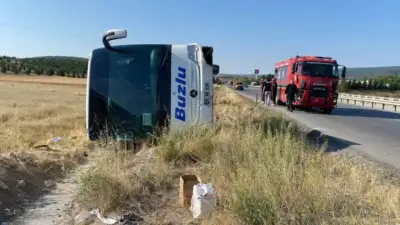 Eskişehir-Kütahya kara yolunda yolcu otobüsünün