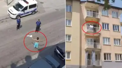 Denizli'de yarı çıplak halde sokağa