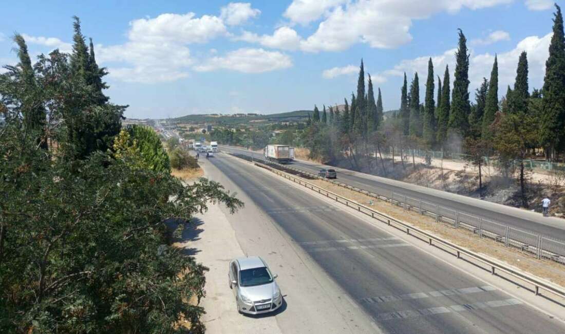 Bursa-İzmir yolunda yangın Bursa'nın Nilüfer ilçesinde yaşanan