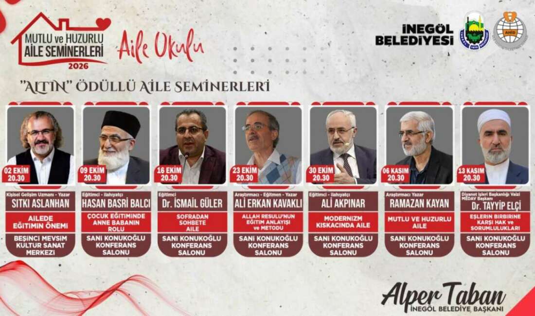 İnegöl’de mutlu ve huzurlu ailenin şifreleri bu seminerlerde anlatılacak! İnegöl Belediyesi’nin Aile Hayatı